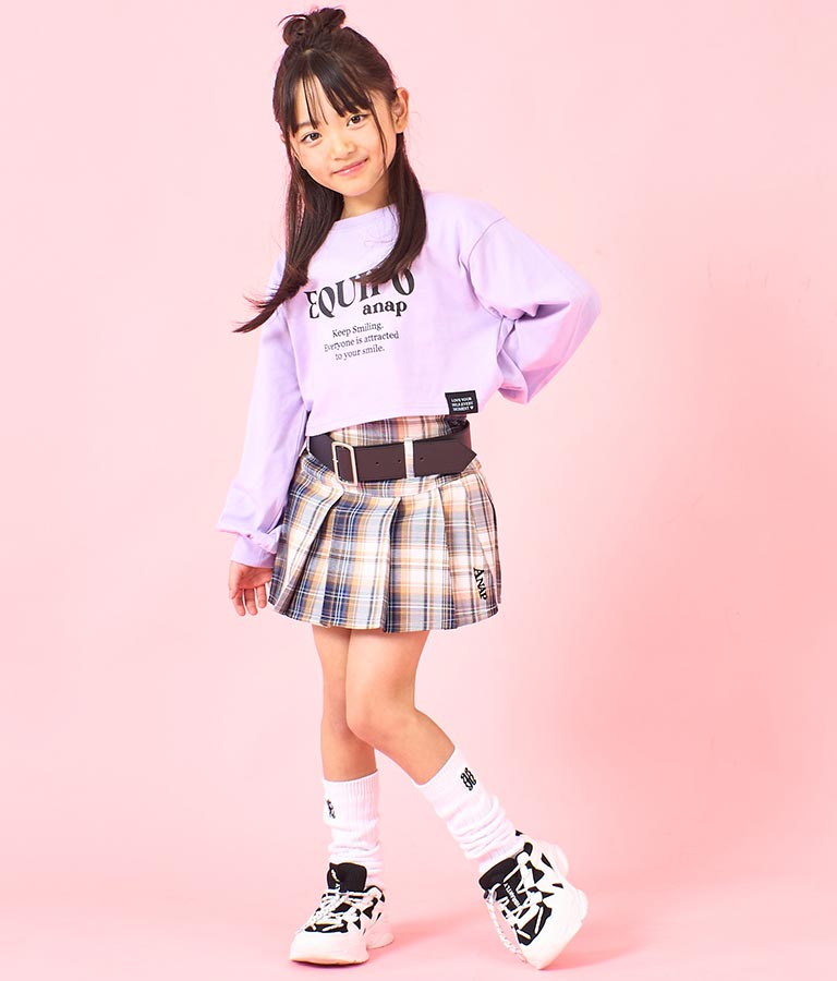 袖 リブ クロップド丈 プリント ロング スリーブ Tシャツ 423-3349