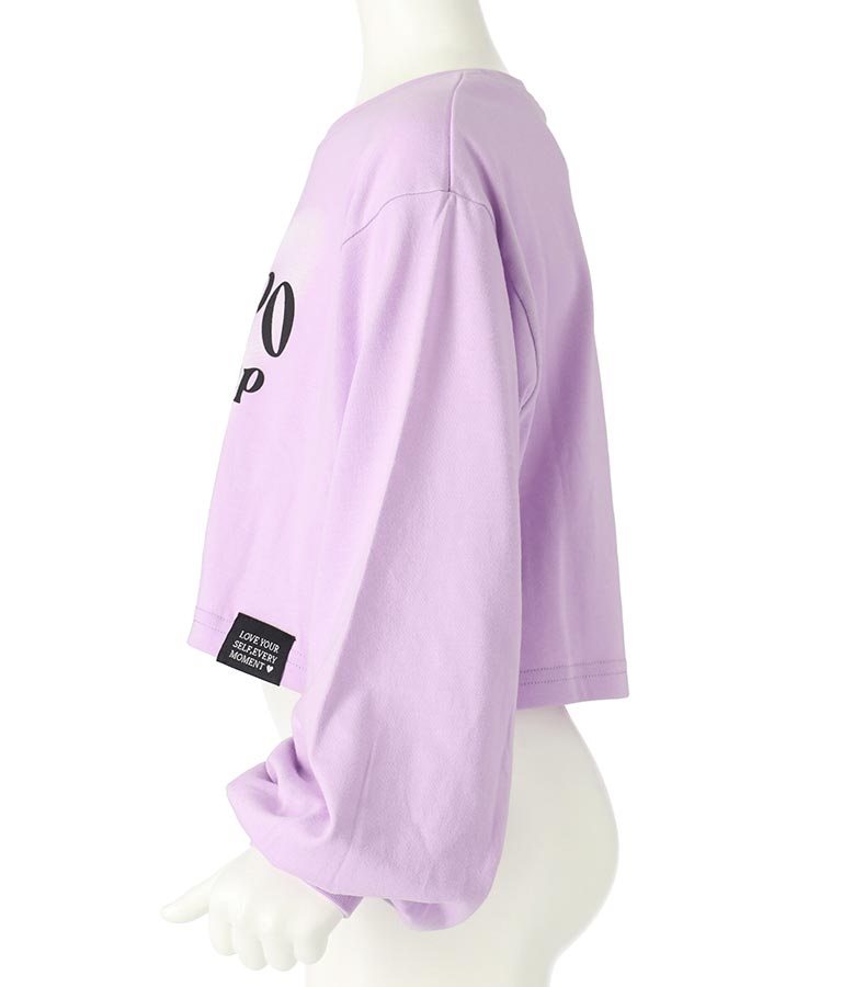 袖 リブ クロップド丈 プリント ロング スリーブ Tシャツ 423-3349