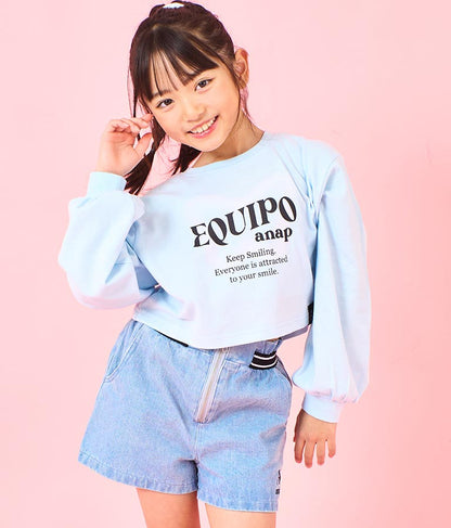 袖 リブ クロップド丈 プリント ロング スリーブ Tシャツ 423-3349