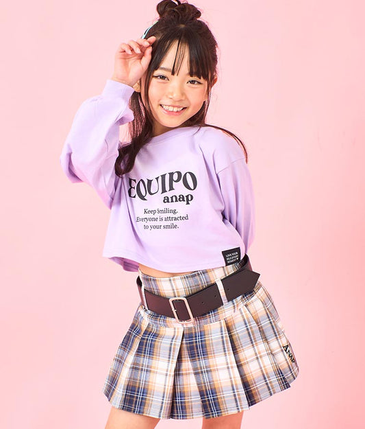 袖 リブ クロップド丈 プリント ロング スリーブ Tシャツ 423-3349