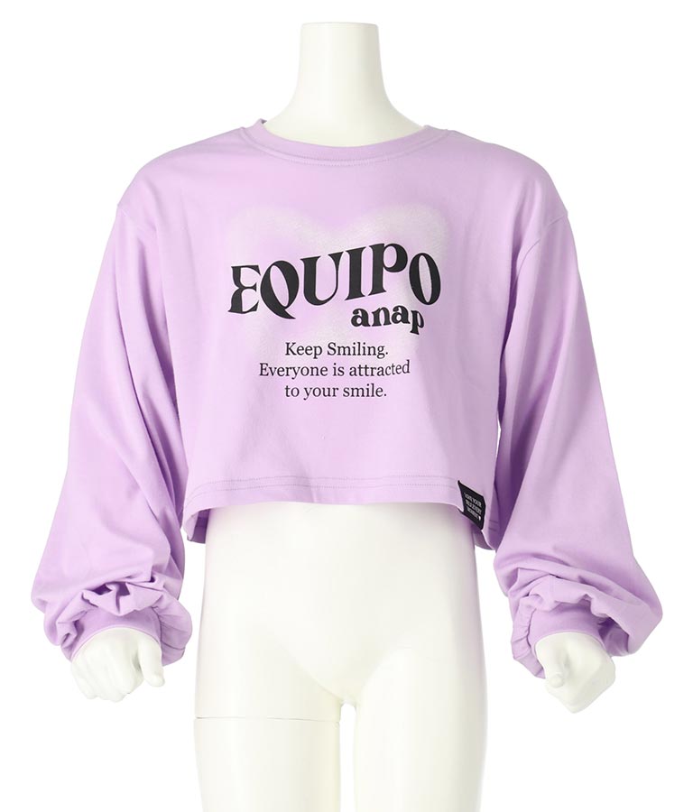 袖 リブ クロップド丈 プリント ロング スリーブ Tシャツ 423-3349