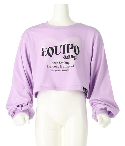 袖 リブ クロップド丈 プリント ロング スリーブ Tシャツ 423-3349