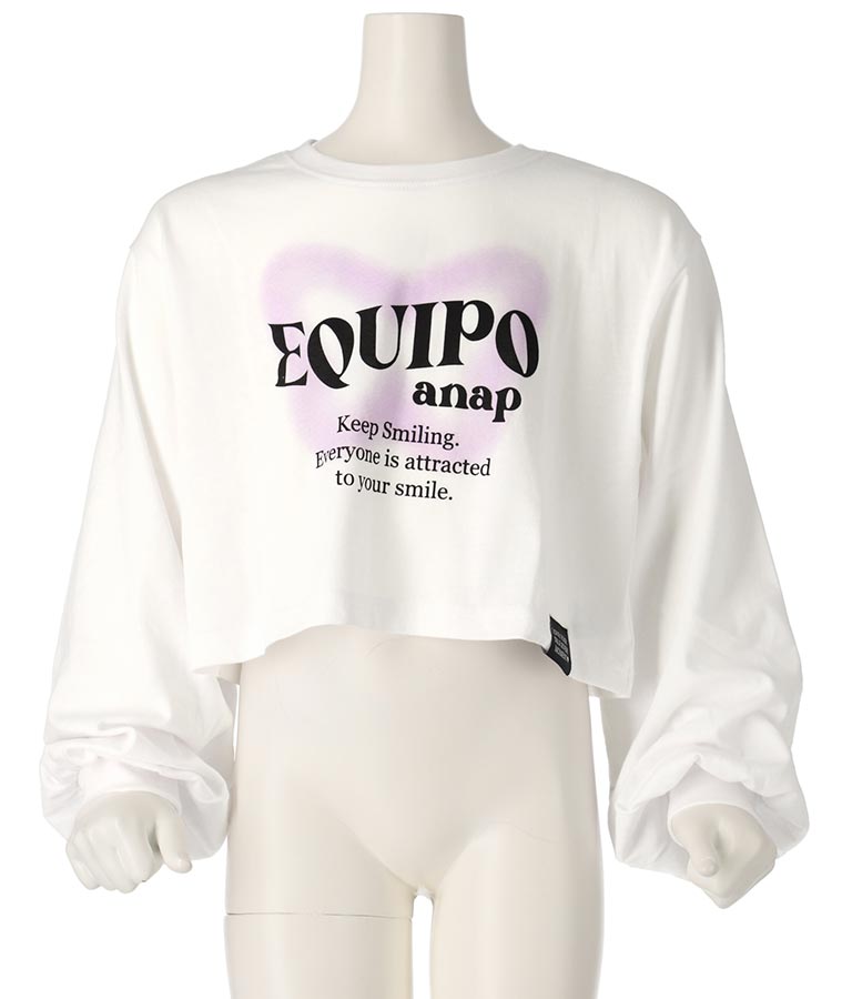 袖 リブ クロップド丈 プリント ロング スリーブ Tシャツ 423-3349