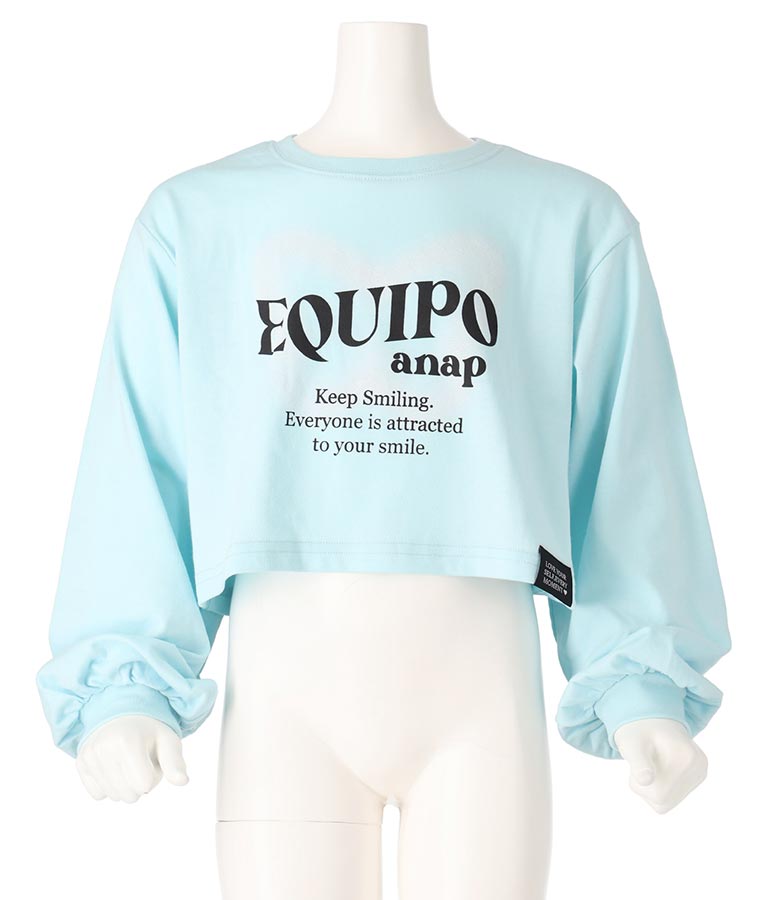 袖 リブ クロップド丈 プリント ロング スリーブ Tシャツ 423-3349