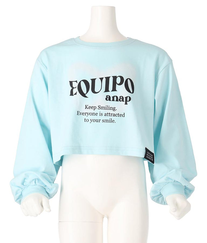 袖 リブ クロップド丈 プリント ロング スリーブ Tシャツ 423-3349