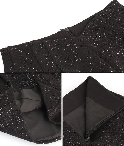 ラメ ツイード ハイウエスト ショート パンツ　152-5651