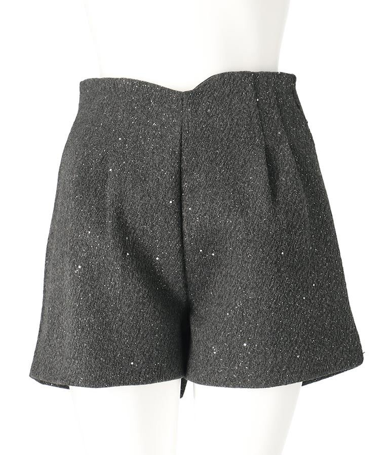 ラメ ツイード ハイウエスト ショート パンツ　152-5651