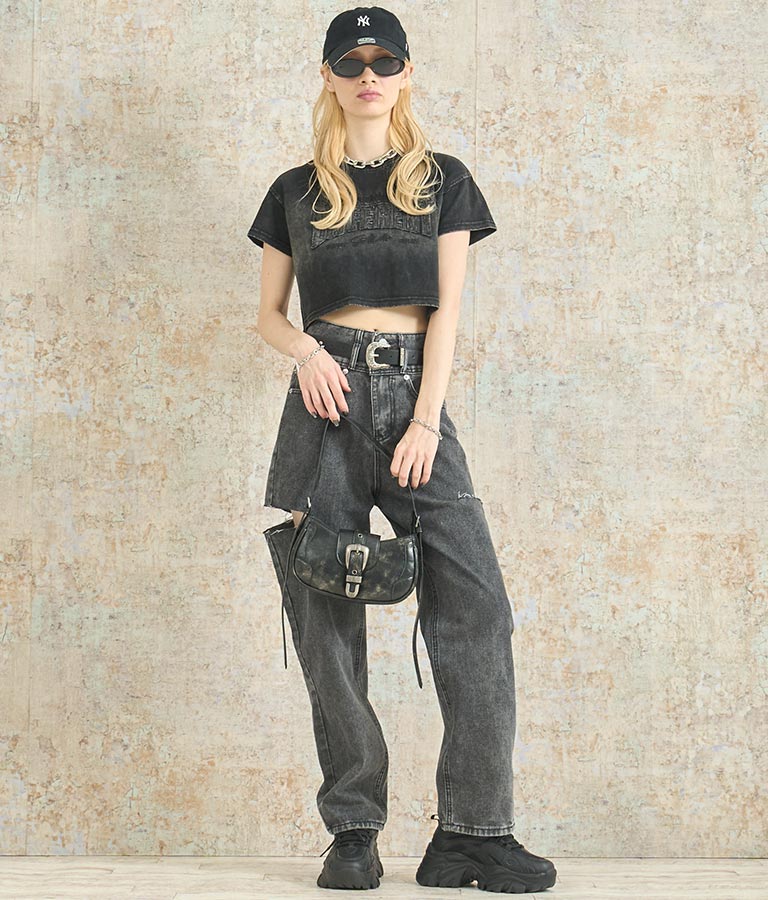 クロップド ヴィンテージ 加工 Tシャツ 153-5669
