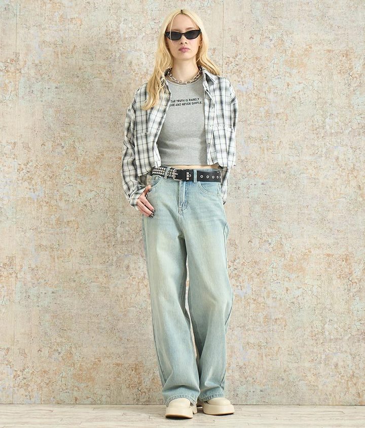 ウォッシュ加工 ストレート デニム パンツ 152-5604