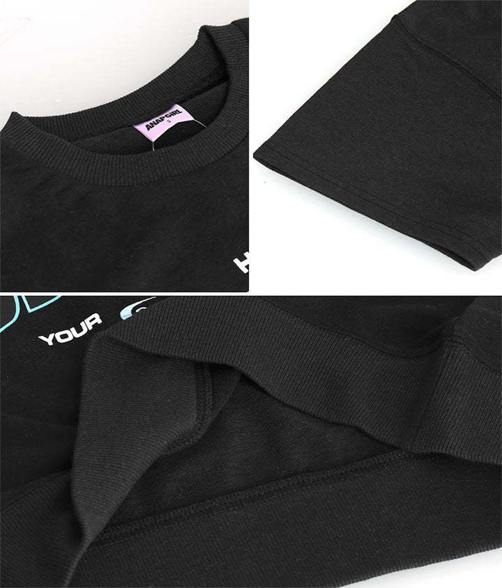 カレッジ プリント ミニ 裏毛 クロップド Tシャツ