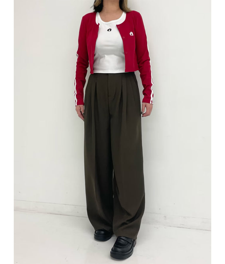 センタープレス タック ワイド スラックス パンツ 152-5608