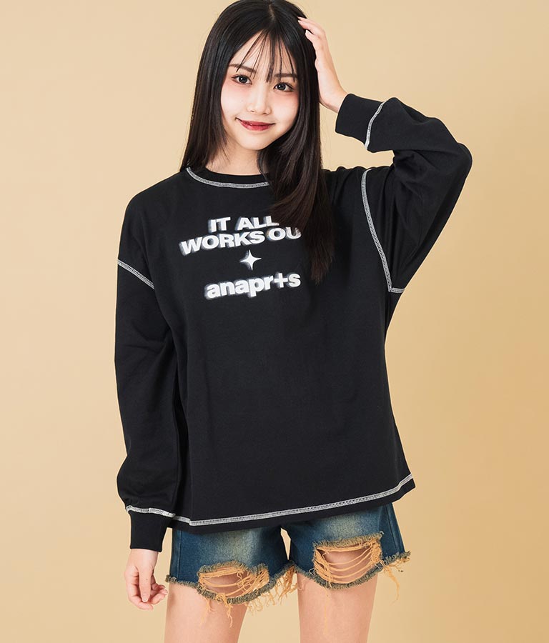 ANAP R+S【リラスポ】バックロゴ オーバーサイズ ロンT (ユニアイテム) 913-7611