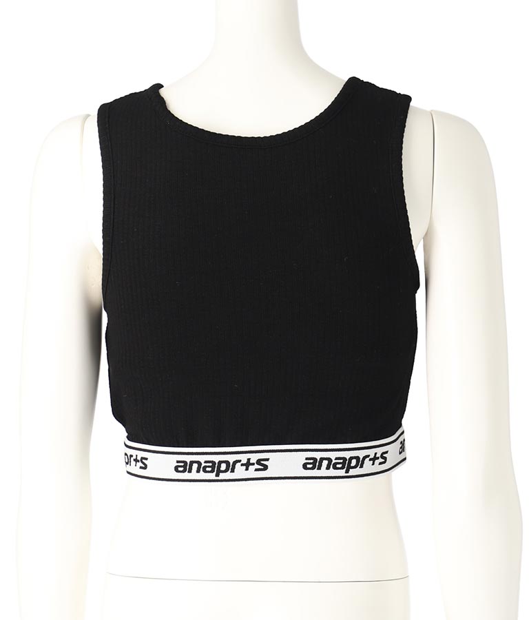 ANAP R+S【リラスポ】パッド入り ロゴ ゴム ショート丈 リブ タンクトップ
