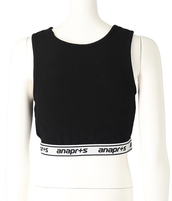 ANAP R+S【リラスポ】パッド入り ロゴ ゴム ショート丈 リブ タンクトップ