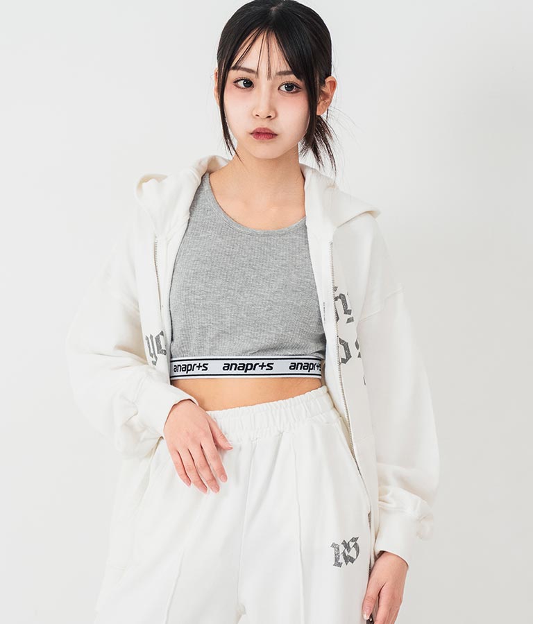 ANAP R+S【リラスポ】パッド入り ロゴ ゴム ショート丈 リブ タンクトップ 913-7622