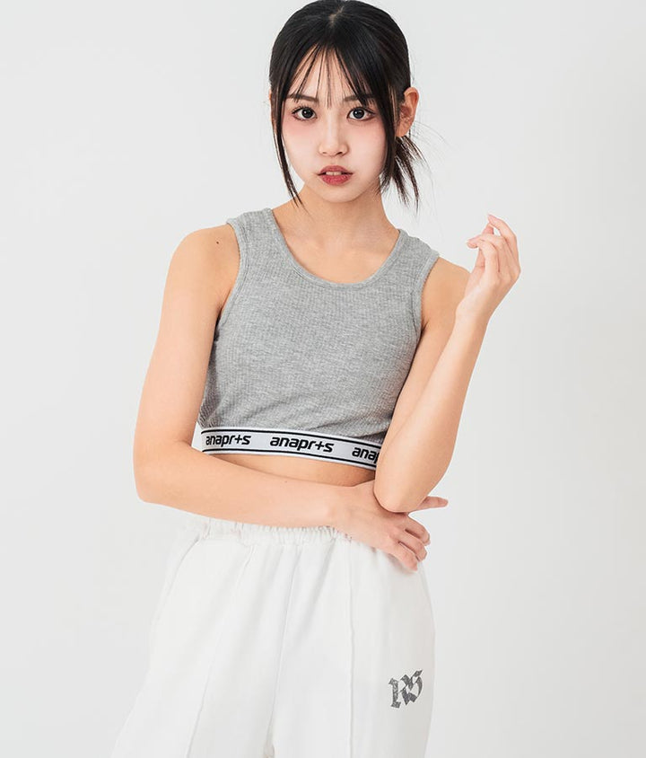 ANAP R+S【リラスポ】パッド入り ロゴ ゴム ショート丈 リブ タンクトップ 913-7622