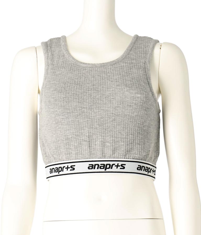 ANAP R+S【リラスポ】パッド入り ロゴ ゴム ショート丈 リブ タンクトップ 913-7622