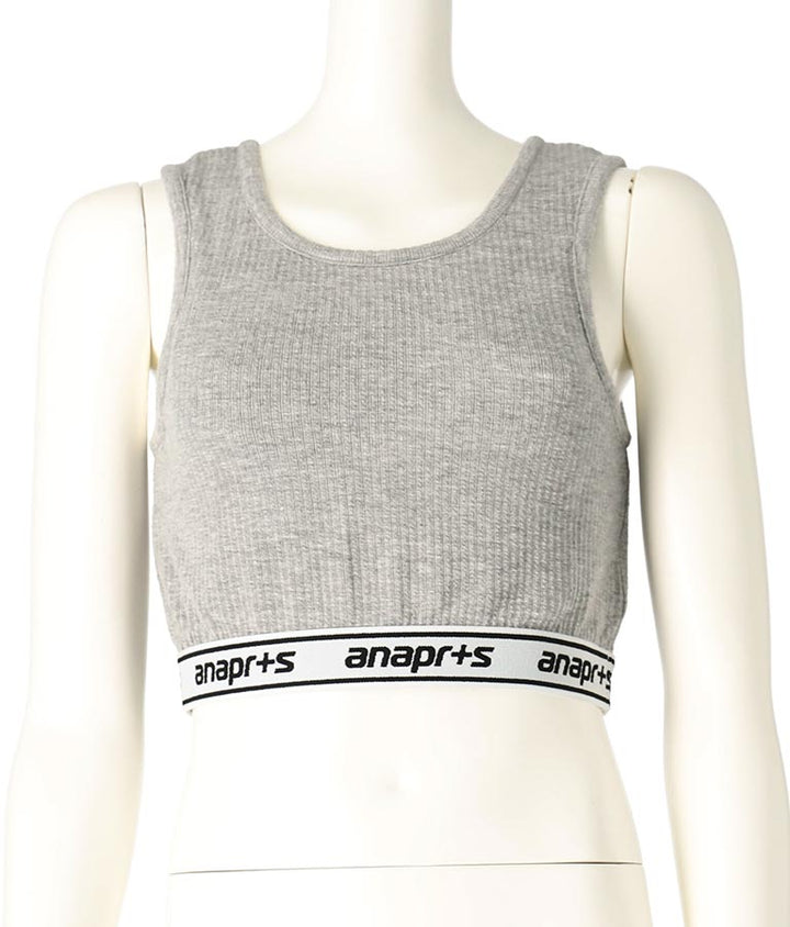 ANAP R+S【リラスポ】パッド入り ロゴ ゴム ショート丈 リブ タンクトップ 913-7622