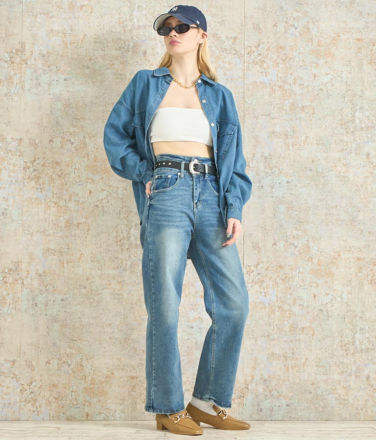 3つボタン ストレッチ ストレート デニム パンツ 152-5583