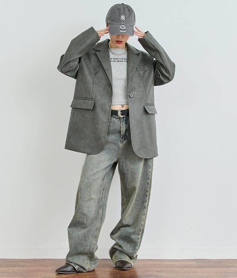 ヴィンテージ オーバーダイ 加工 ストレート デニム パンツ 152-5603