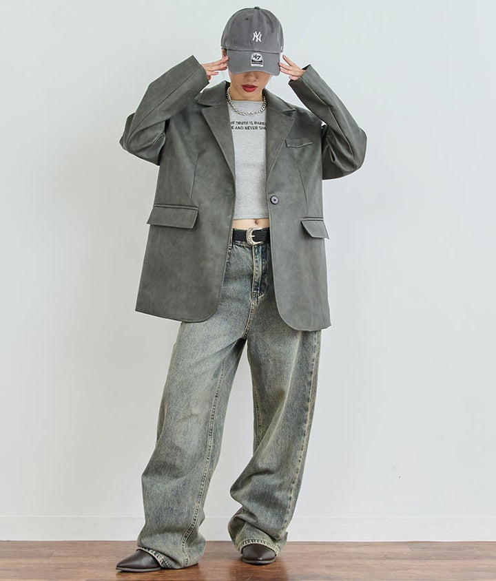 ヴィンテージ オーバーダイ 加工 ストレート デニム パンツ 152-5603