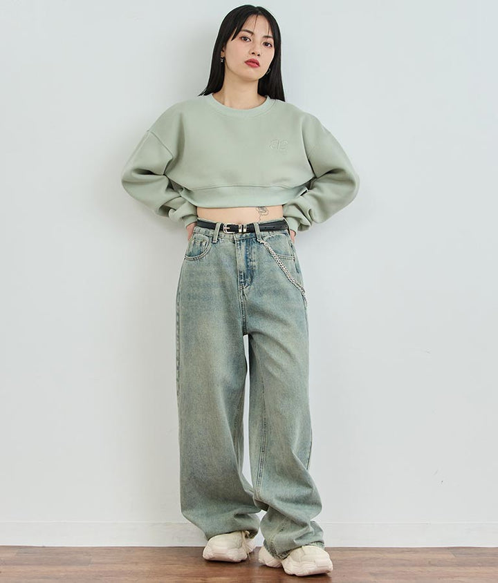 ウォッシュ加工 ストレート デニム パンツ 152-5604