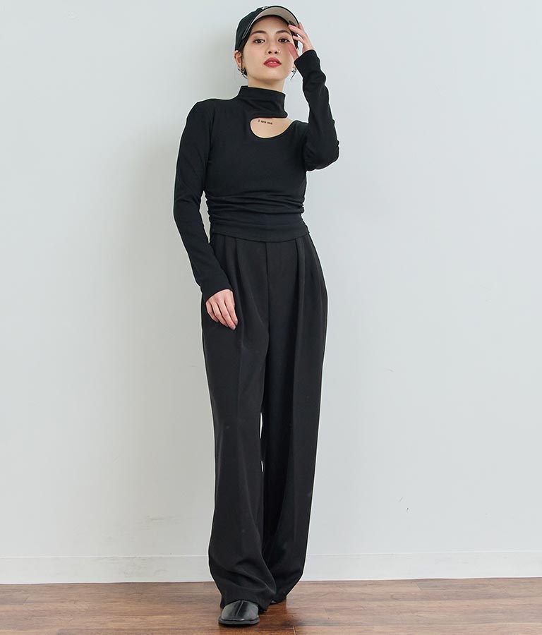 センタープレス タック ワイド スラックス パンツ 152-5608