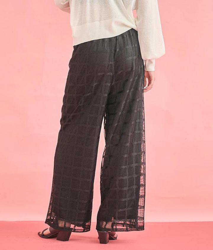格子 チェック メッシュ ワイド パンツ【セットアップ着用可】 362-9625