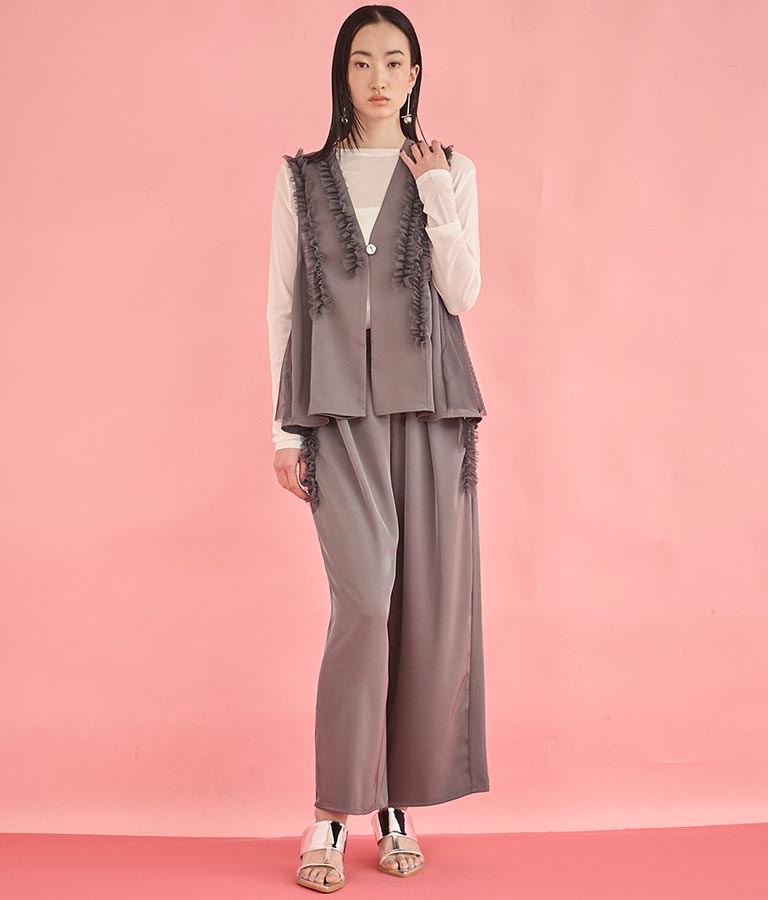 EimeeLaw チュール フリル ジレ パンツ セットアップ 368-9606
