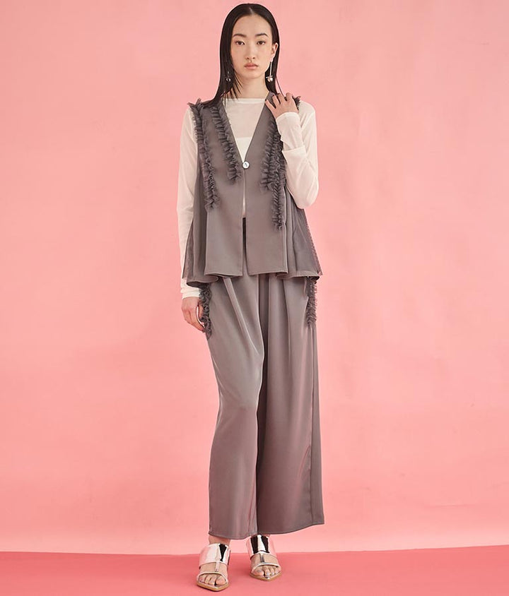 EimeeLaw チュール フリル ジレ パンツ セットアップ 368-9606