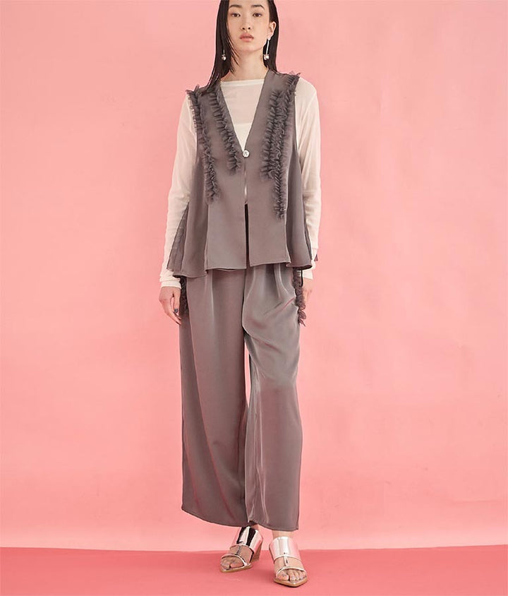 EimeeLaw チュール フリル ジレ パンツ セットアップ 368-9606