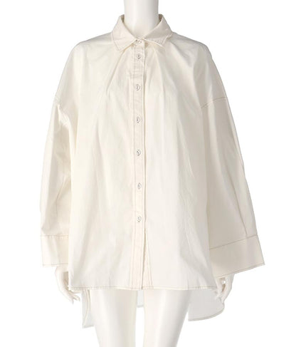 バック ギャザー ワイド カフス デニム シャツ 363-9636