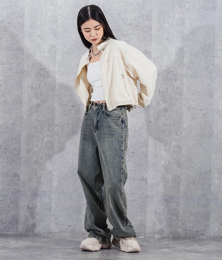 ヴィンテージ オーバーダイ 加工 ストレート デニム パンツ 152-5603
