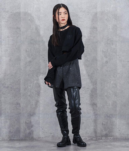 ラメ ツイード ハイウエスト ショート パンツ　152-5651