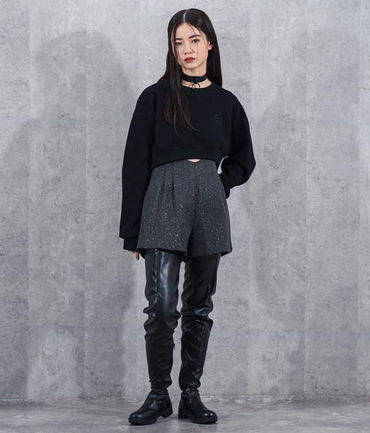 ラメ ツイード ハイウエスト ショート パンツ　152-5651