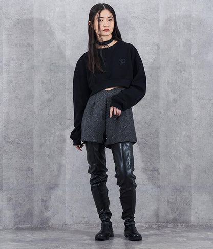 ラメ ツイード ハイウエスト ショート パンツ　152-5651