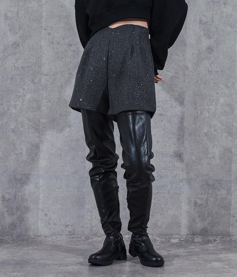 ラメ ツイード ハイウエスト ショート パンツ　152-5651