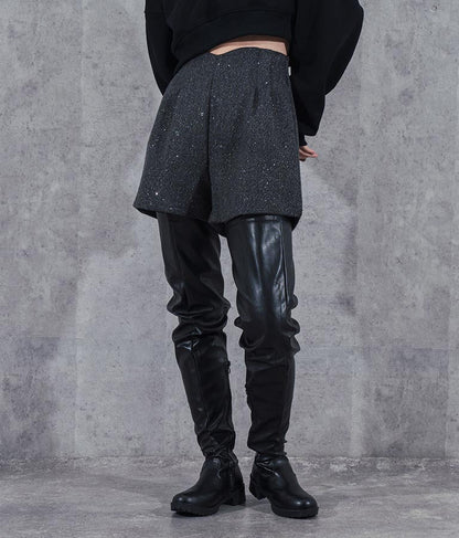 ラメ ツイード ハイウエスト ショート パンツ　152-5651