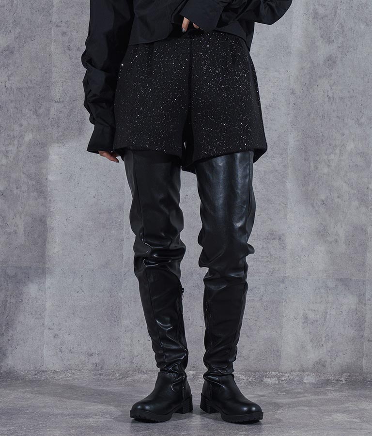 ラメ ツイード ハイウエスト ショート パンツ　152-5651