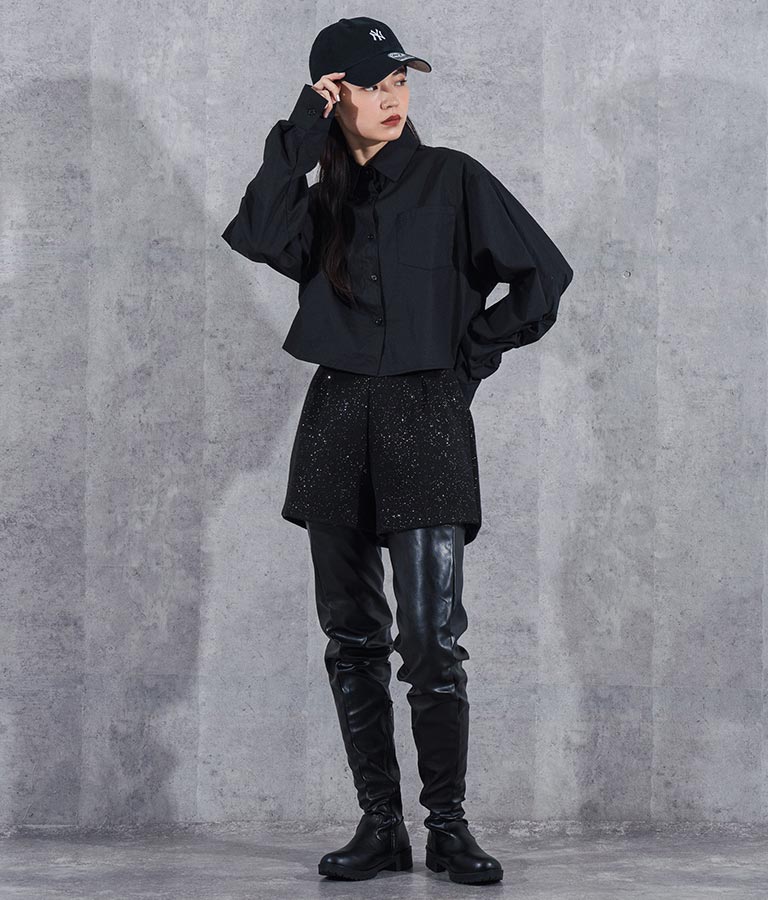 ラメ ツイード ハイウエスト ショート パンツ　152-5651