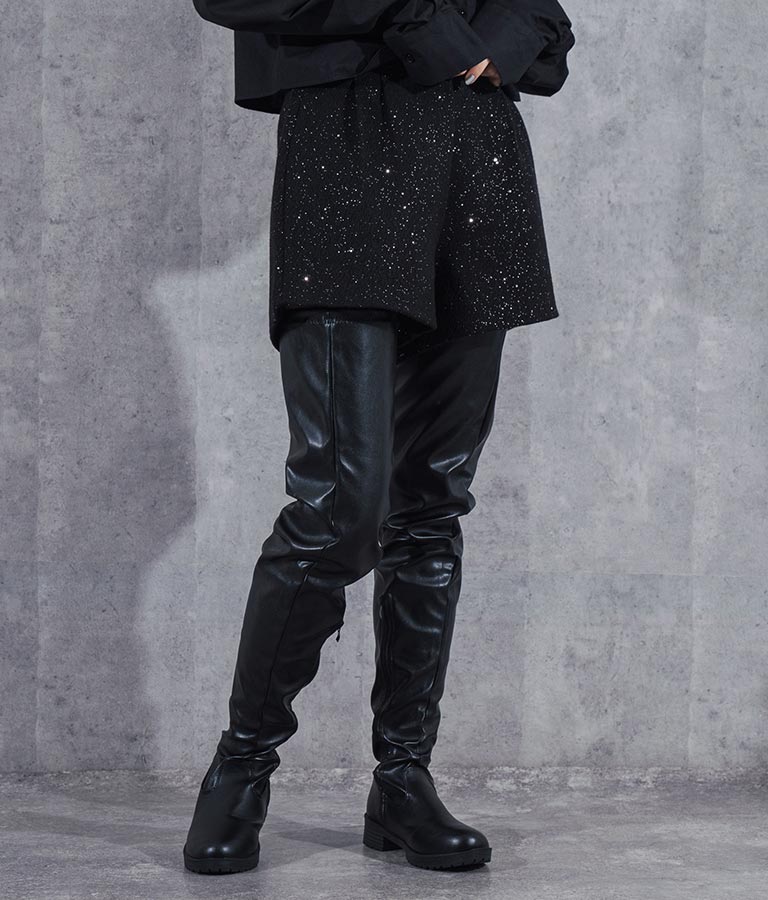 ラメ ツイード ハイウエスト ショート パンツ　152-5651