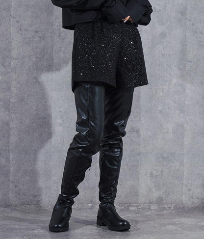 ラメ ツイード ハイウエスト ショート パンツ　152-5651