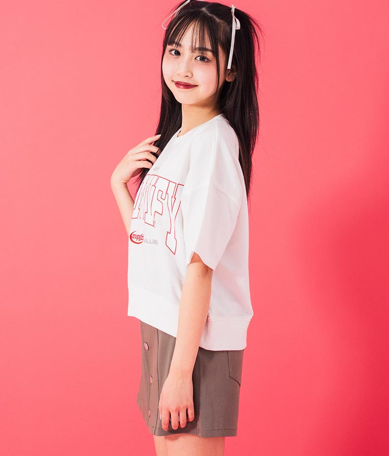 カレッジ プリント ミニ 裏毛 クロップド Tシャツ 913-7641