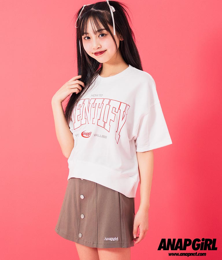 カレッジ プリント ミニ 裏毛 クロップド Tシャツ 913-7641