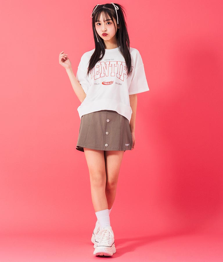 カレッジ プリント ミニ 裏毛 クロップド Tシャツ 913-7641