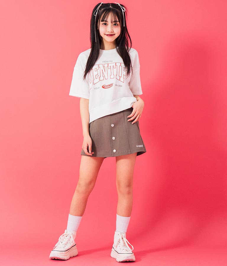 カレッジ プリント ミニ 裏毛 クロップド Tシャツ 913-7641