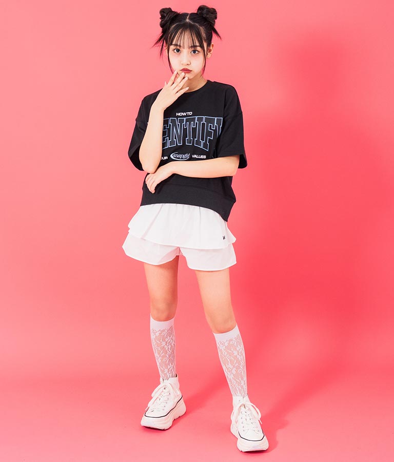 カレッジ プリント ミニ 裏毛 クロップド Tシャツ 913-7641