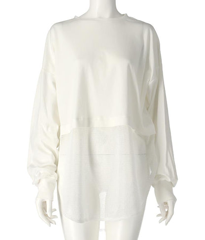 接触冷感 メッシュ ドッキング ロングスリーブ Tシャツ 363-9649