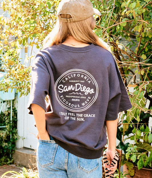 ガーゼ 裏毛 サークル SURF 刺繍 半袖 スウェット トップス 853-5925