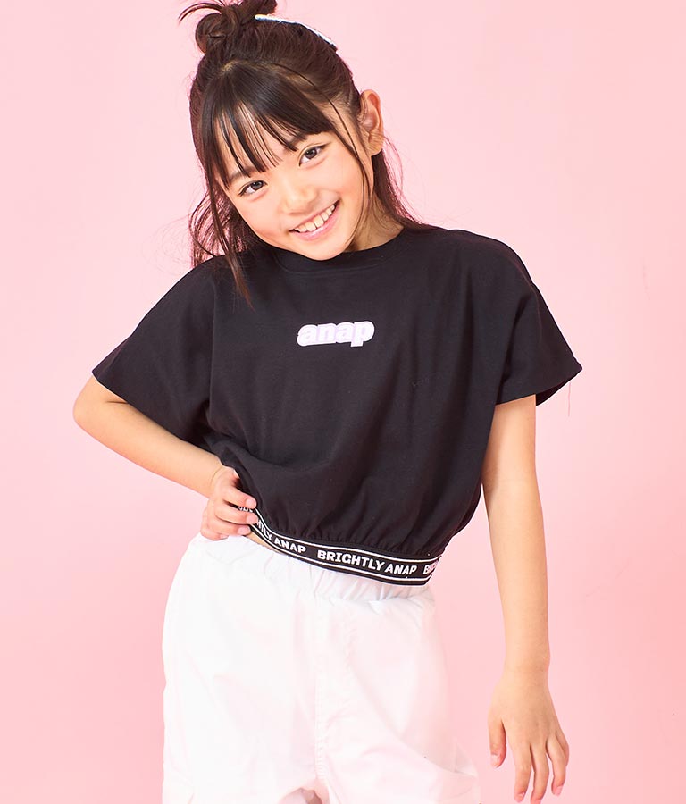 肩アキ ウエスト ロゴゴム トップス 423-3373